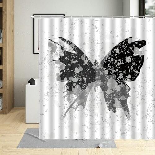 Black White Butterfly Pastoral Shower Curtain Beautiful Butterflies For Girls Bathroom Bathtub Curtains Living Room With Hooks