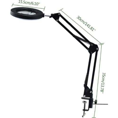 10X Foldable 6.10" Table Cantilever Soldering Magnifier Desktop Repair Reading Soldering Beauty LED Magnifying Glass M89B