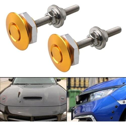 2pcs Universal Aluminum Gold Push Button Billet Quick Release Car Front Bumper Hood Pin Engine Bonnet Lock Latch Clip Body Kit