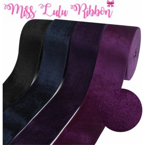 3"75mm Solid Korea Velvet Ribbon Autumn Winter DIY Hair Bowknots 20yards/roll Cloth Sewing Material Black Purple Party Decor