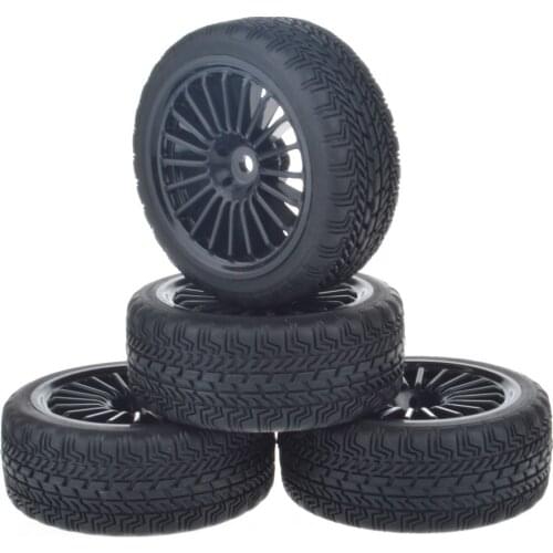4 PCS 1/10 RC Car On-Road Soft Rubber Tires/Plastic Wheels Insert for HSP HPI TT01 1:10 RC Car Part
