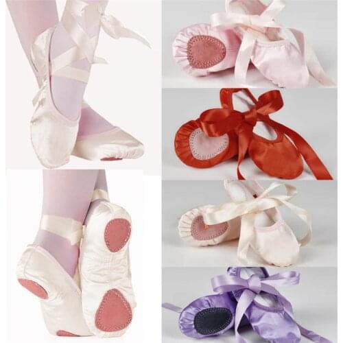 Fashion Girls Ballet ShoesToddler Little Kids Gymnastics With Ribbon Dance Shoes Solid Color Split Suede Sole Flats Shoes
