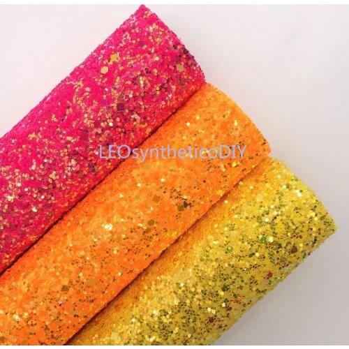 1PC 21X29CM Neon Fluo Chunky Glitter Leather For Making Bows Accessories LEOsyntheticoDIY T118