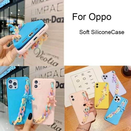 Cute Strap Chain Case For Oppo RENO 2 2Z 2F Z 4SE 4 3 PRO FIND X2 NEO K7 R17 R15 R11S R9S R11 F1 PLUS R9 A32 A53 A53S Soft Case