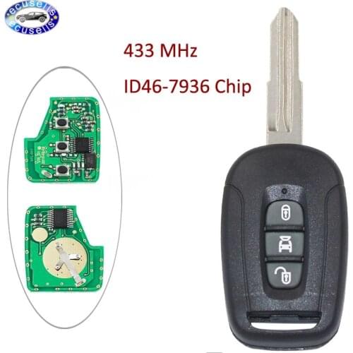 Remote Key Fob 2/3 Button for Chevrolet Captiva 2008-2013 433MHz ID46 Chip PCF7936 Uncut blade