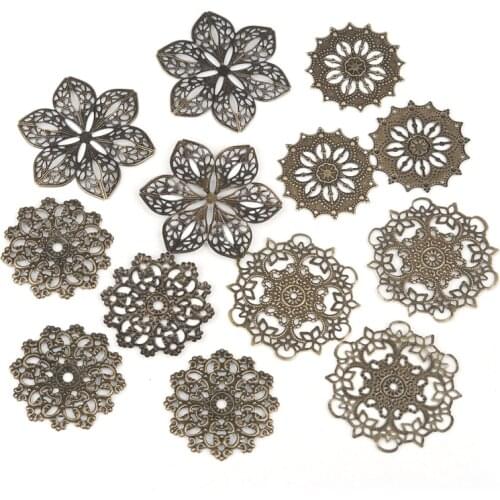 DoreenBeads 20/30/50 PCs Retro Connectors Antique Bronze Flower Wraps Connectors Handmade Findings for DIY Jewelry Making 7Style