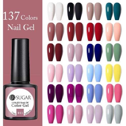 UR SUGAR Gel Nail Polish 137 Popular Colors 7.5ML Gel Polish Soak Off Gel Nail Glitter Nail Art Starter Beauty Gifts