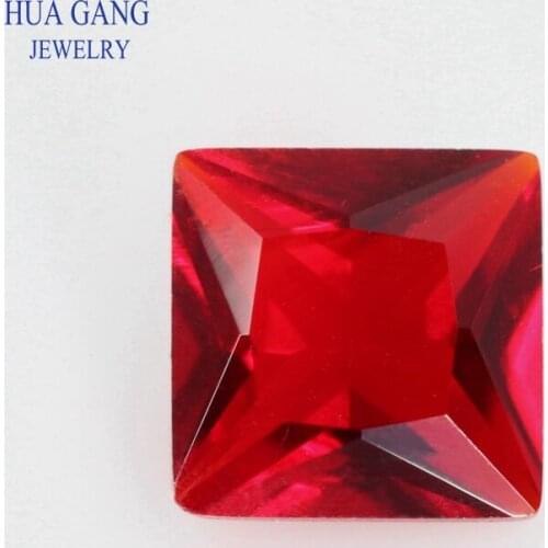 Garnet Color Square Shape Princess Cut Loose Glass Beads Synthetic Gems For Jewelry Size 3x3~12x12mm Free Shipping