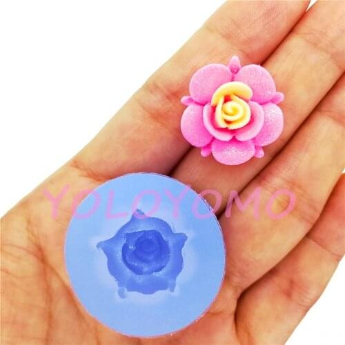 H442YL 21.5mm Flower Silicone Mold for Cupcake Decoration Sugarcraft Resin Art Earrings Rings Necklace Making Clay OVEN SAFE