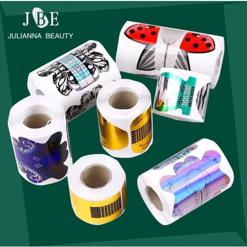 100pcs Color Nail Art Tools Nail Extension UV Gel Tips Extension Builder Form Guide For Nail Extension Stencil Manicure Tool