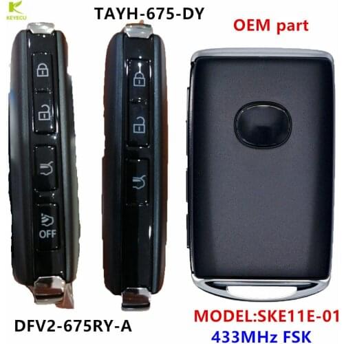 KEYECU Genuine OEM 3/4 Buttons Smart Key 433MHz FSK for 2020- Mazda CX5 / CX9 MODEL: SKE11E-01 P/N: TAYH-675-DY/DFV2-675RY-A