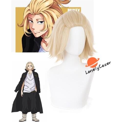 Manjiro Sano Cosplay Short Wig Anime Mikey Tokyo Revengers Light Blond Hair Heat Synthetic Fiber Hair + Free Wig Cap Role Play