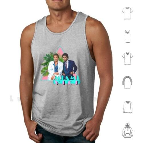 Miami Vice Tank Tops Vest 100% Cotton Miami Vice Sonny Crockett Ricardo Tubbs Philip Michael Thomas Don