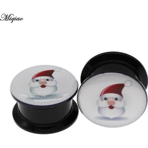 Miqiao 2pcs New Exquisite Christmas Jewelry Stainless Steel Santa Claus Ear Expander 6mm-25mm Body Piercing Jewelry