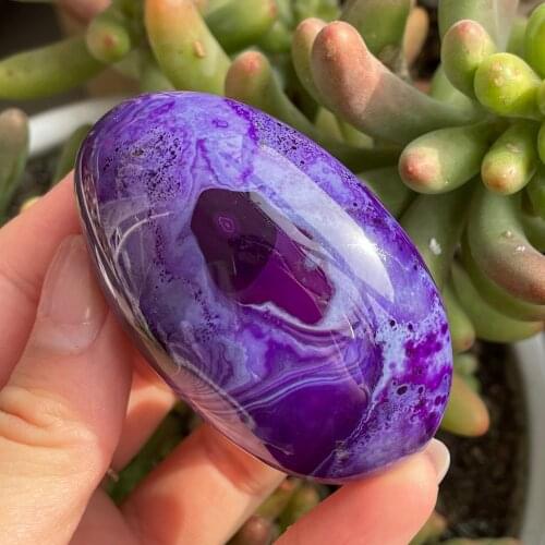 Natural Violet Sardonyx Stone Colorful Agate Stone Irregular Smooth Polished Pebble Reiki Healing Chakra Stone