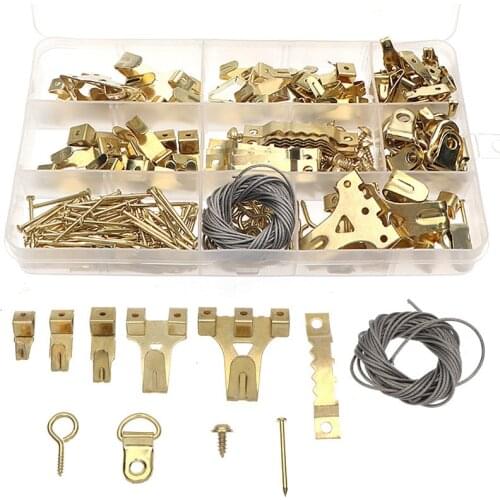New Durable 250pcs Picture Hangers Kit Frame Hanging Hooks With Hook Nails Hanging Wire For Hanging Photo Frames And Clocks