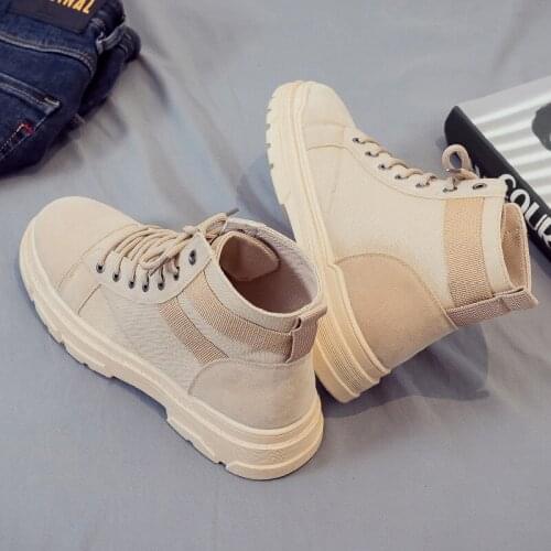 Okkdey 2021 Autumn and Winter New Classic Martin Boots Mens Casual Help Tooling Boots Joker Short Boots Mens Boots