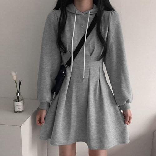Autumn Tracksuit Lace Up Adjustable Tie Bow Waist Slim Hooded Dress Women Fitness Sweatshirt Sport Dress Female Elegant Tops