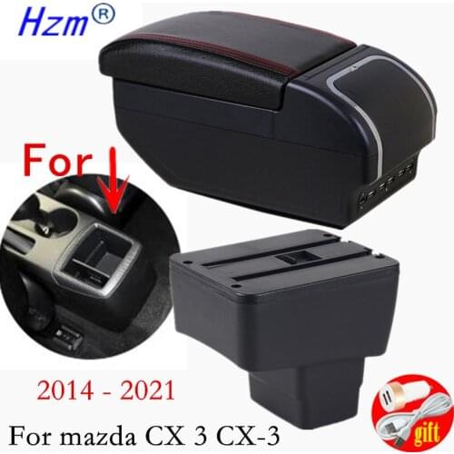 For Mazda CX-3 Armrest box Retrofit For Mazda 2 skyactiv version cx3 CX-3 Car Armrest Storage box car accessories Charging USB