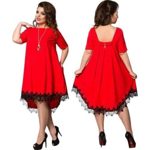 Popular Casual Plus Size Dress Dress with Lace Edge Summer Clothes for Women L-6XL
