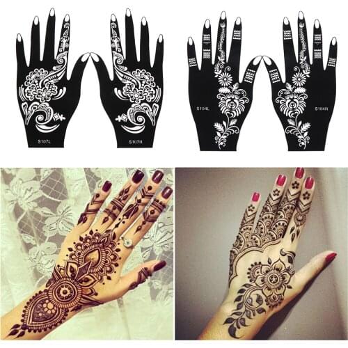 Professional Henna Stencil Temporary Hand Tattoo Body Art Sticker Template Wedding Tool India Flower Tattoo Stencil