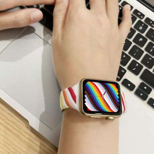 Sport Strapfor Apple watch band 44mm 40mm 38mm 42mm Elasticity Printed silicone bracelet iwatch series 3 4 5 SE 6 watchband