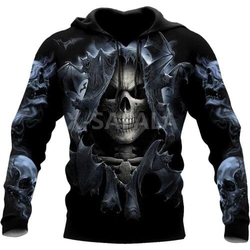 Trippy Black Skull Head 3D Print Spring Autumn Hoodie Man Women Harajuku Outwear Zipper Pullover Sweatshirt Casual Unisex-10