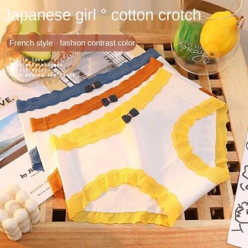 Womens Cotton Underwear Panties Sexy Lace Panties Girl Bow Briefs Mid Waist Seamless Comfort Underpants Female Lingerie