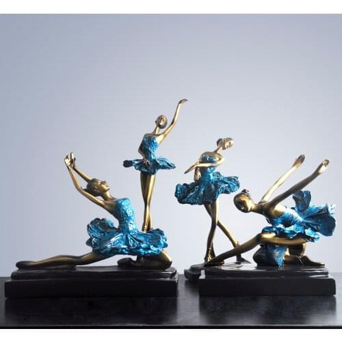 European Ballet Girl Character Resin Ornaments Home Livingroom Desktop Sculpture Crafts Store Coffee Table Figurines Decoration