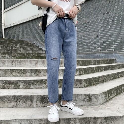 Spring summer 2020 Fashion Denim teenagers new mens loose jeans trendy comfortable low-rise pants small straight thin jeans men