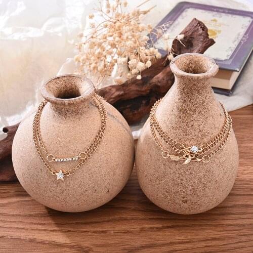 Vintage Chain Bracelet Set Anklet Women Gril Tassel Punk Chain Crescent Moon Ankle Bracelet Foot Chain Jewelry Beach Anklet Set