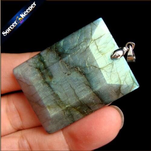 High Quality Big Natural Blue Flash Labradorite Stone Beads Pendants Necklaces Wholesale Bijoux Necklace For Mens Jewelry QS120