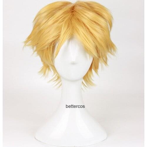 High Quality Adrien / Cat Noir Cosplay Wigs Short Golden Blonde Heat Resistant Synthetic Hair Wig + Wig Cap