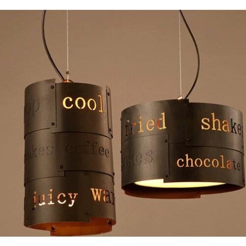 Iron loft industrial wind Pendant Lights personality retro cafe creative english letter restaurant bar bar aisle Pendant lamps