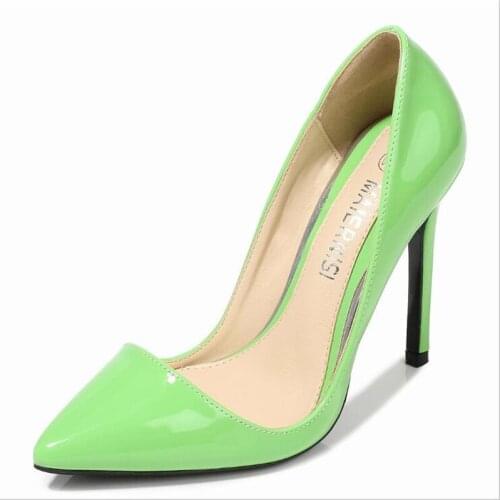 Womens Shoes Round Toe High Heels Pumps Patent Leather Ladies Party Work & Career Heels Slip On Elegant Female Shoes Aimirlly