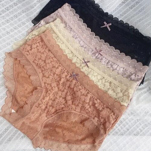 Women Panties High Quality Sexy Lace Flower Briefs Fashion Female Knickers Cute Girls Mesh Soft Breathable Underwear Lingeries