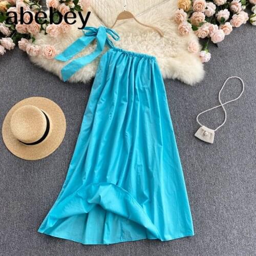 Women Design Dress Korean Sexy Sleeveless Party Dress Summer Chic Off Shoulder Midi Dress
