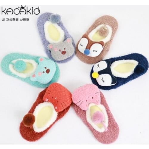 Winter Baby Boy Girl Children Socks Anti Slip Newborn Animal Cartoon Shoes Slippers Soft Warm Indoor Socks