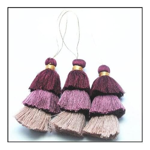 10pcs Tri colors tassels cloth hanging accessories keychain craft DIY making 70mm length selling bracelets designs accessory