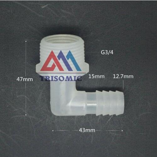 12.7mm*G3/4 Elbow screw thread type Connector Tube Joiner Material PP Plastic Fitting Tank Airline acid and alkali resistant