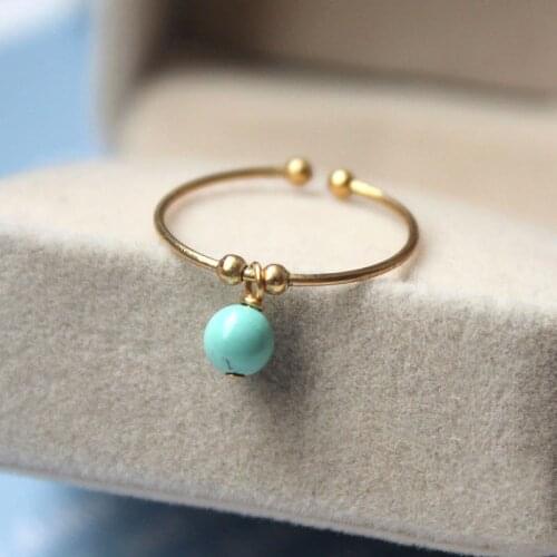 14K Gold Filled Knuckle Ring Handmade Natural Turquoise Rings Mujer Boho Bague Femme Minimalism Jewelry Rings for Women