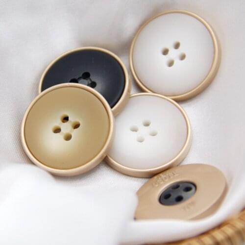 4 Holes Resin Black Metal Sewing Buttons For Clothing Men Coat Suit Rubber Varnish Decorative Handmade Accessories Wholesale