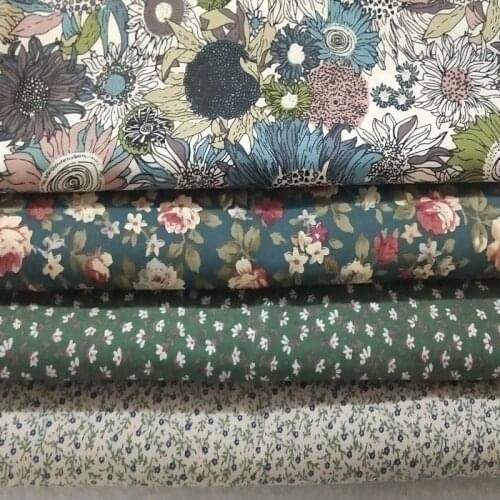 50x140cm 5 Designs Green Sunflower Small All-over Flower Printed 100% Cotton Poplin Fabric Floral Fabric Patchwork Cloth Dress