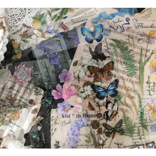 6 Styles Colorful Butterfly Floral Plant Stickers Fotos Kids Decor Props For DIY Handmade Scrapbooking Photo Album