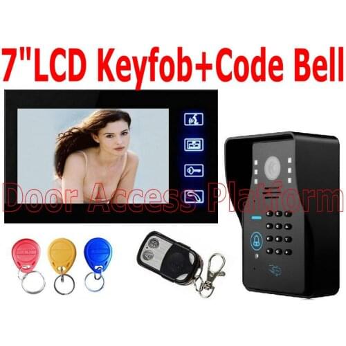 7"inch Color Display Video Door Bell Intercom security system door access controller kit with remote controller keyfobs+Password