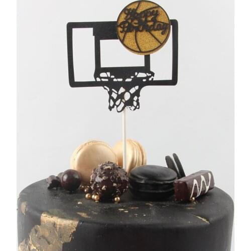 Basketball Happy Birthday Cake Topper Flage For Kids Boy Birthday Party Cake Decors Supplies Theme Party Cupcake Topper