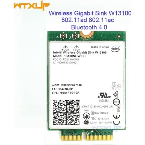Intel Wireless Gigabit Sink W13100 13100NGW WiGig 802.11ad Wireless Dock Module NGFF M.2 4230 WiFi Adapter + Bluetooth 4.0