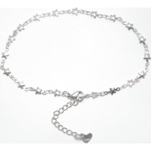304 Stainless Steel Anklet Silver Color Pentagram Star On the Leg Anklet For Women Foot Chain Bracelets Jewelry Gifts, 1 Piece