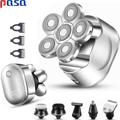 Electric Shavers Head Shaver for Men Head Razor 6 Blade Heads 6 in 1 Multi-Functional Bald Head Shaver Grooming Kit USB