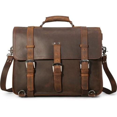 Top Quality Travel Duffle Bag Adventure Shoulder Bag Multi-function Genuine Leather Bag Fit 17'' Laptop Briefcase Brown
